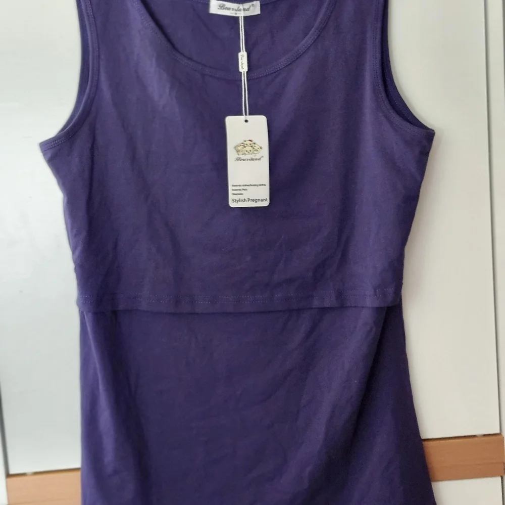 NWT-2 BEARSLAND Stylish Pregnant Maternity Nursing Tank Tops. Black&Blue. Medium - Picture 6 of 16